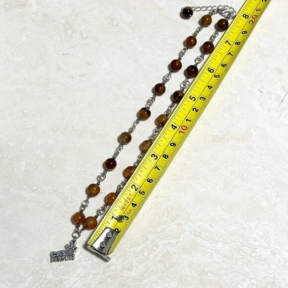 Genuine Earthy Carnelian Agate Short Necklace, Gemstone & Cat Person Paw Print - Picture 13 of 15